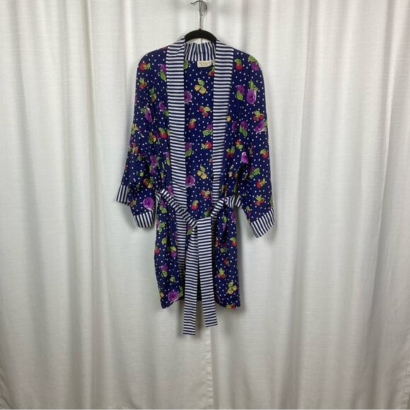 Victoria’s Secret Vintage Gold Label Blue Floral Robe Sz.OS - Picture 1 of 13